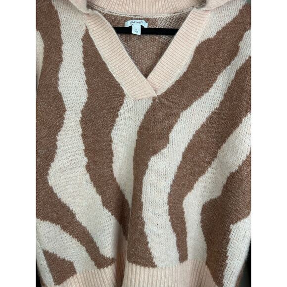 Nine West Long Sleeve Collared V Neck Wool Pink Pullover Sweater Size Small - Picture 6 of 6